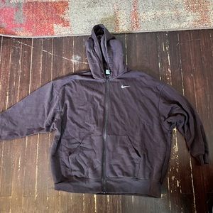 Brown Over sized Nike hoodie zip up